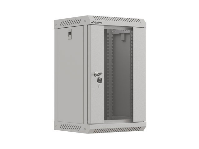 ИНСТАЛАЦИОНЕН ШКАФ 10" 9U 300X300 СИВА СТЪКЛЕНА ВРАТА LANBERG (ПЛОСКА ОПАКОВКА)