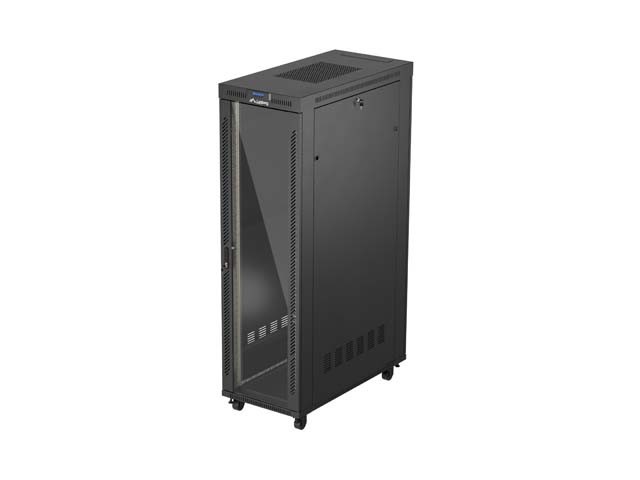 ИНСТАЛАЦИОНЕН ШКАФ 19" 42U 600X1200 ЧЕРНА СТЪКЛЕНА ВРАТА LCD LANBERG (ПЛОСКА ОПАКОВКА) V2