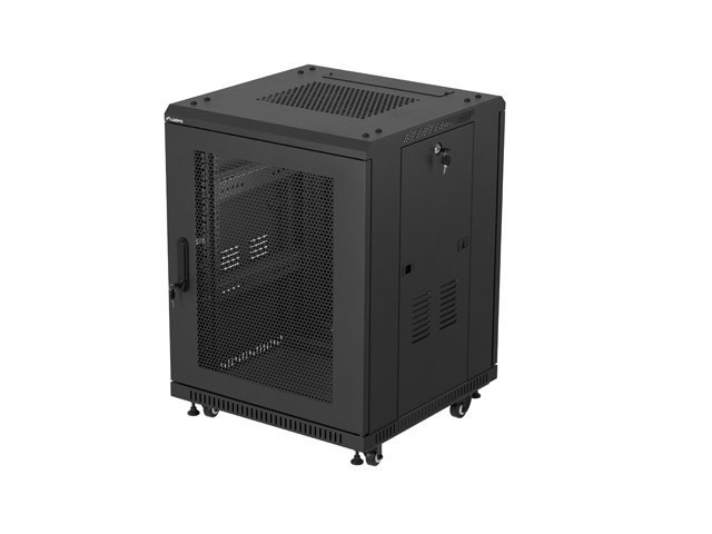 МОНТАЖЕН ШКАФ 19" 15U 600X600 ЧЕРНА ПЕРФОРИРАНА ВРАТА LANBERG (ПЛОСКА ОПАКОВКА)