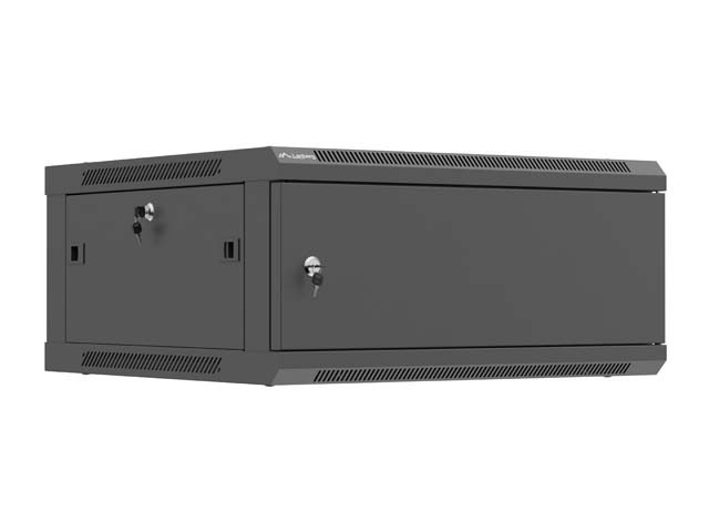 МОНТАЖЕН ШКАФ 19" 4U 600X600 ЧЕРНА МЕТАЛНА ВРАТА LANBERG (ПЛОСКА ОПАКОВКА)