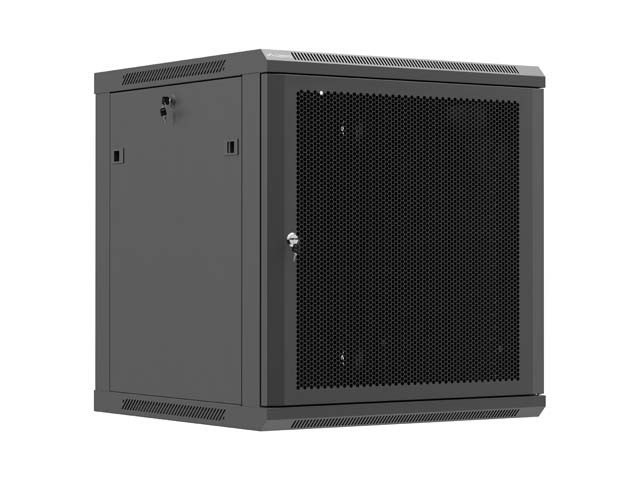 МОНТАЖЕН ШКАФ 19" 12U 600X600 ЧЕРНА ПЕРФОРИРАНА ВРАТА LANBERG (ПЛОСКА ОПАКОВКА)